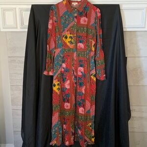 ODDY Colorful Floral Long Sleeve Dress